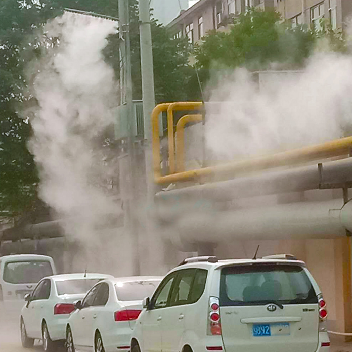 山東菏澤路燈桿噴霧降塵系統，智慧路燈桿安裝噴霧降塵設備